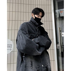 复古工装破洞牛仔外套男春季欧美vibe风高街痞帅外套GW605-P58，男装工装外套，星座1001-1