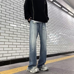 美式高街牛仔裤男破洞韩版痞帅2023秋冬季ins直筒长裤RK1151-P50图片