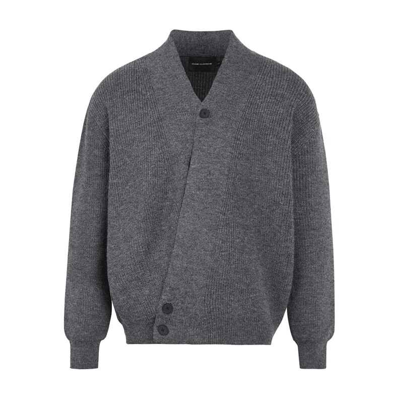 现货斜门襟针织衫毛衣开衫不规则慵懒风上衣宽松松弛休闲情侣外套，男装针织衫/毛衣，星座302B-3