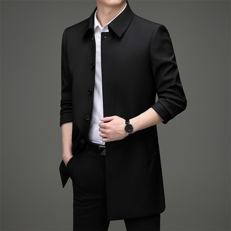 HM8083男士2023年春季新款长袖外套翻领休闲青年风衣P203,男装风衣,电商B360