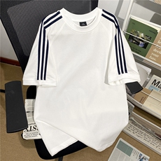 300克得物重磅100纯棉宽松撞色结构感短袖T恤男RH5014-特P35，男装T恤，星座610B-1