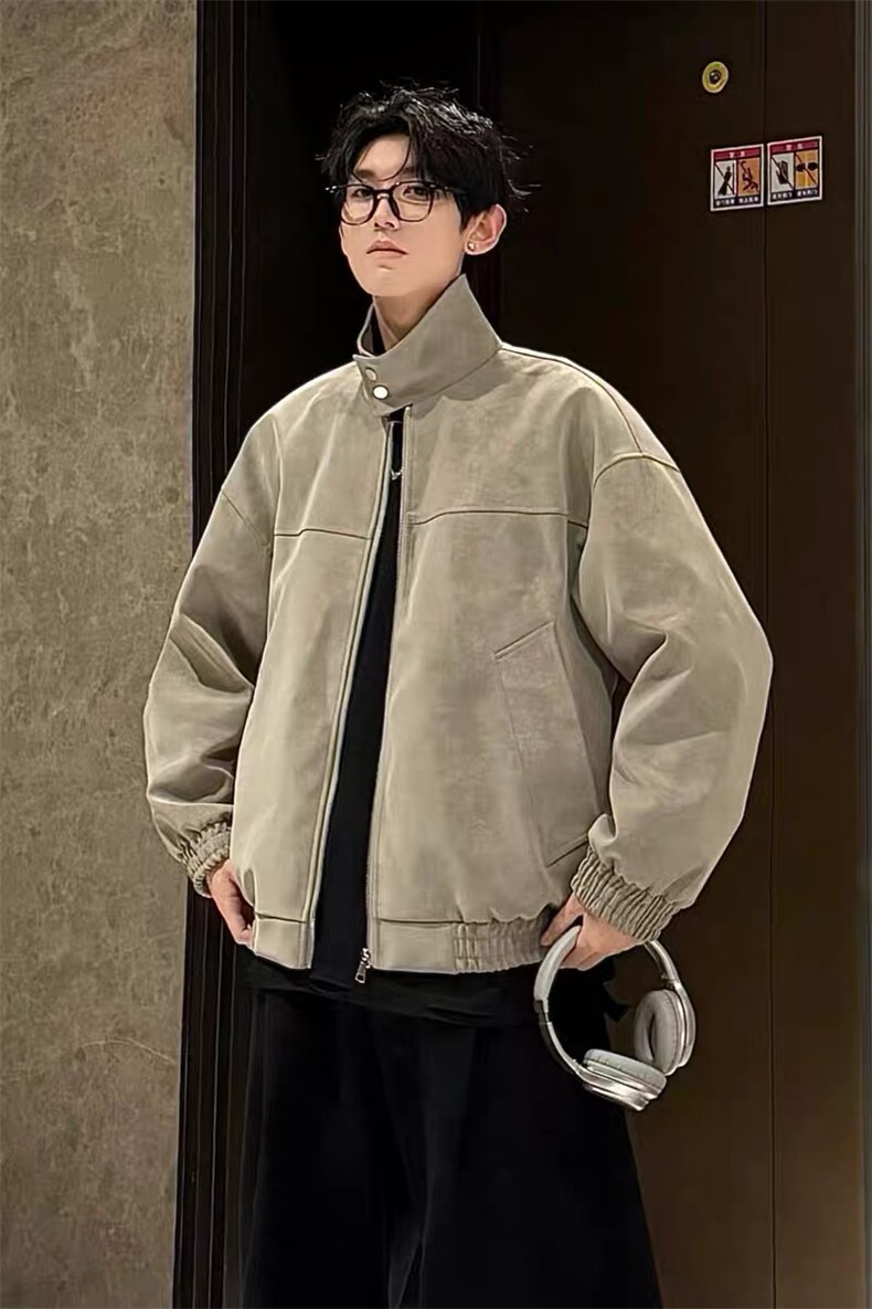 网图慎用复古立领皮衣夹克宽松情侣外套男春XZ514-2-JK098-特P65,男装夹克,星座514-2(原B239)