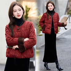 时尚立领棉服女2025冬季新款新中式宽松洋气短款棉衣外套，女装棉衣/棉服，锦绣伊人