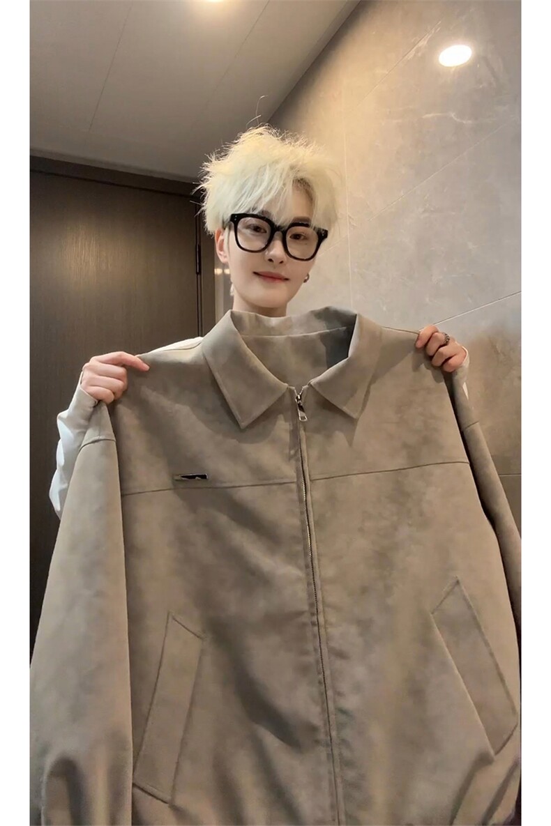 春季扎染皮衣机车翻领美式复古松弛感外套男女C64139-TP65不,男装皮衣,电商A102