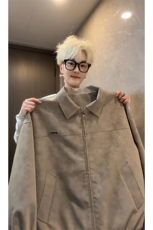 春季扎染皮衣机车翻领美式复古松弛感外套男女C64139-TP65不，男装皮衣，电商A102