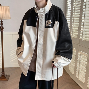 秋装立领休闲夹克外套2024新品拼接印花外套男女8177-P100控价138图片