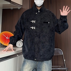PY218/P85新款2025新中式扎染皮衣休闲男女宽松百搭复古高街外套，男装皮衣，电商基地A050