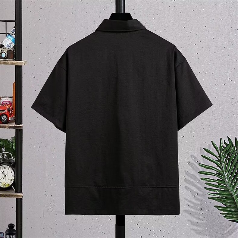 休闲工装衬衫男短袖夏新款polo衫潮牌衬衣半袖T恤上衣PL8506P45,男装T恤,星座1013-5