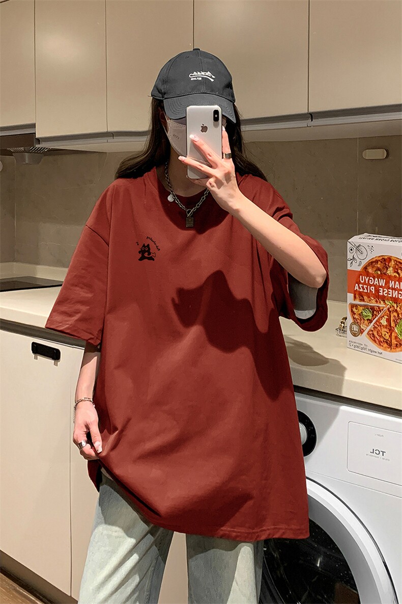 新款美式小猫抱鱼纯棉T恤舒适圆领宽松休闲打底衫HY550TP20控39,男装T恤,电商A102B