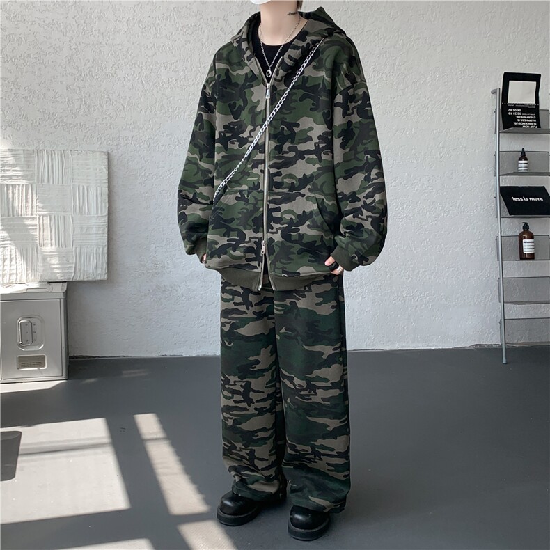 25秋季打工人卫衣卫裤棉街头时尚重磅迷彩套装TZ01/P108,男装休闲套装,电商B318