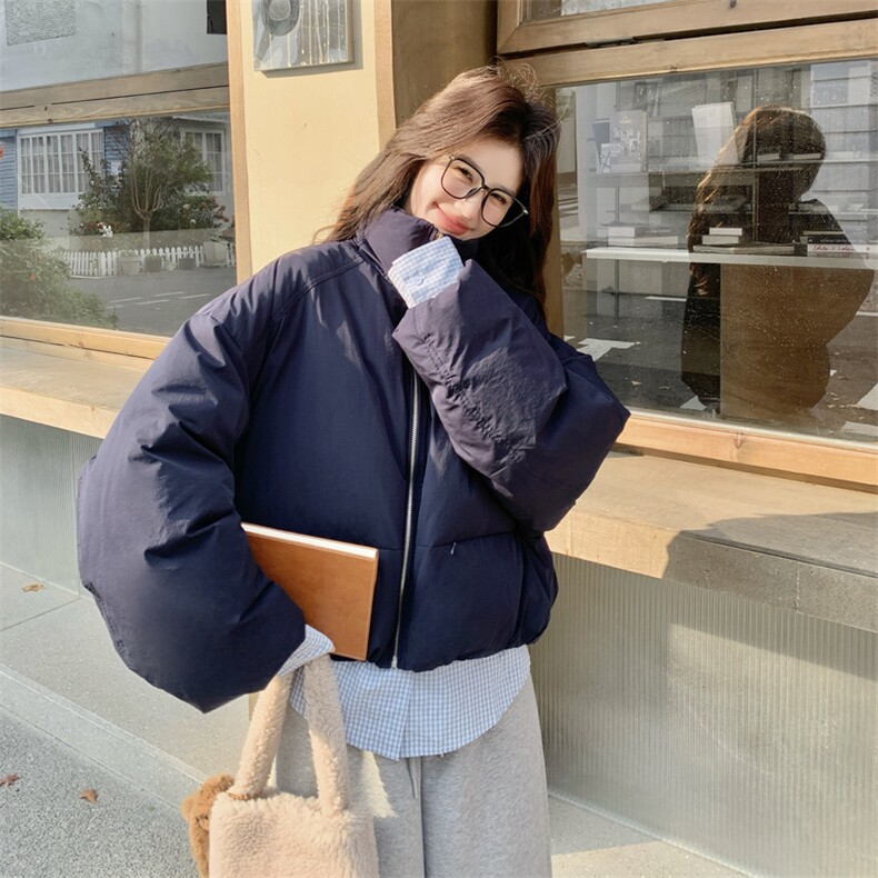 2025冬季新款假两件拼接衬衫立领羽绒服女90白鸭绒保暖韩版休闲风,女装羽绒服,艾米莉亚
