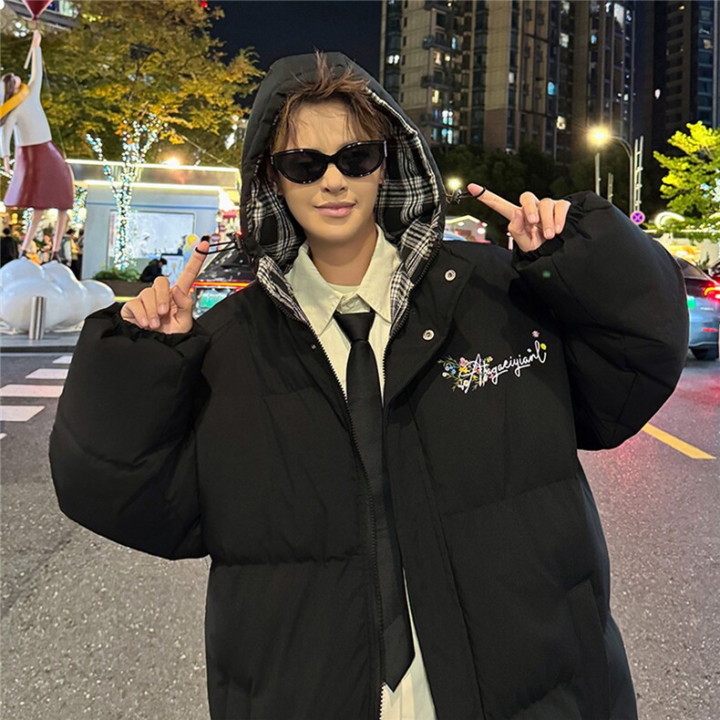 连帽棉衣棉服2025新款拼接格子棉袄面包服中性款男女外套1663-P59,男装棉衣,星座207
