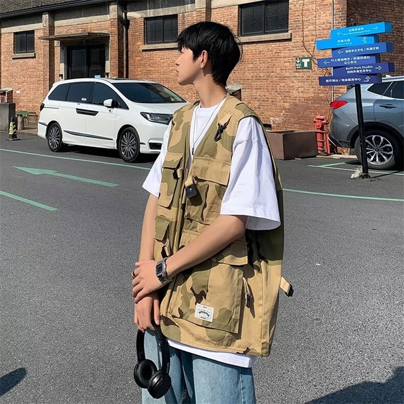 迷彩工装马甲男韩版潮流高街帅气2023春夏季ins宽松背心W4725-P36,男装背心/马甲,星座412-2