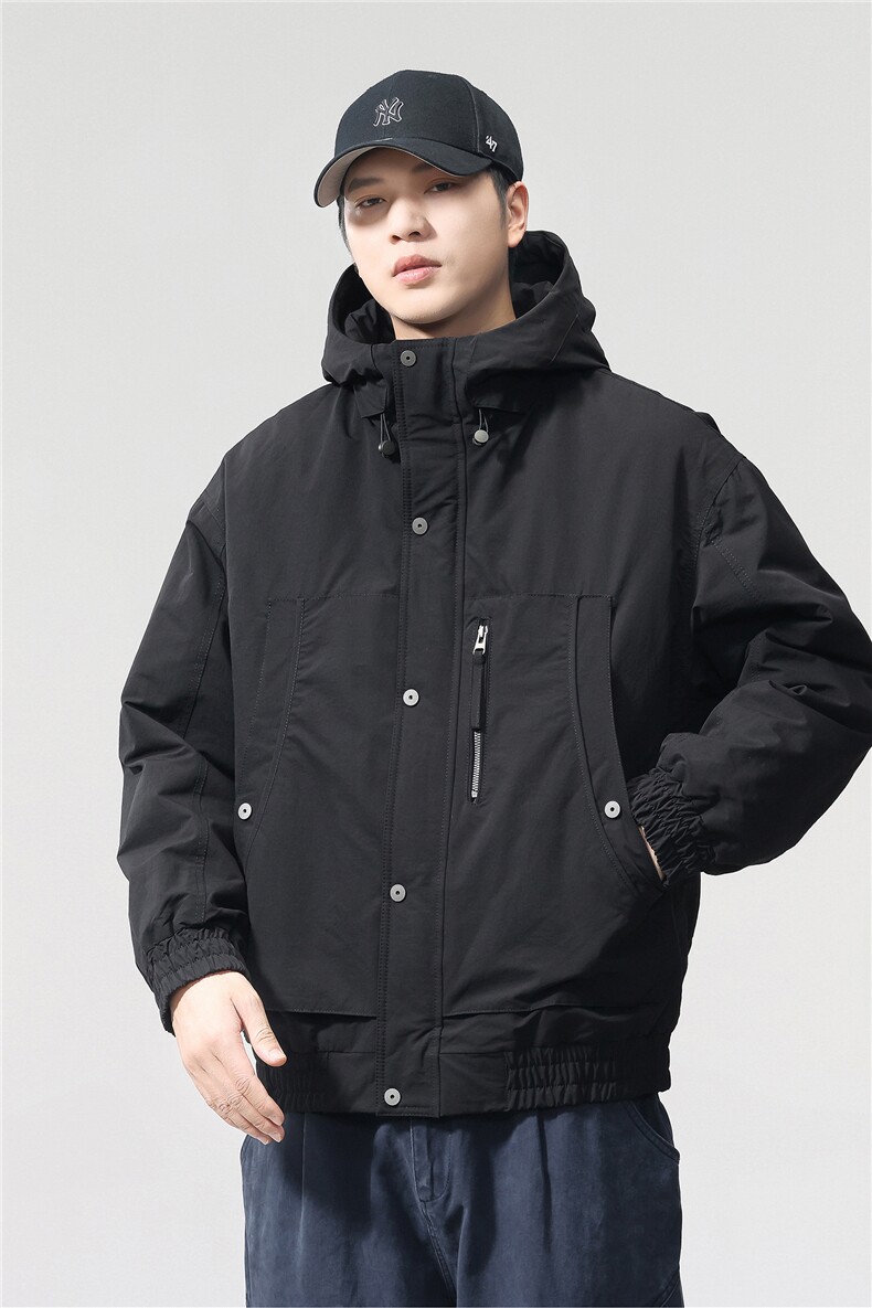 夹棉2025秋冬新款连帽工装夹克男女户外登山服棉服,男装棉衣,电商D215