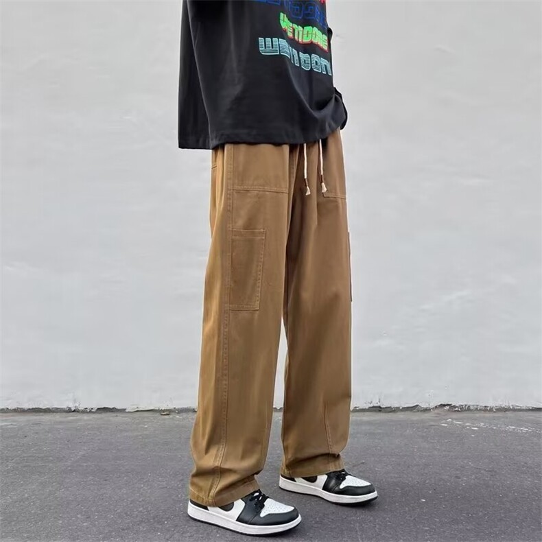 日系垂感工装裤男士ins潮牌春秋款宽松运动休闲裤子长裤D1034/P40,男装休闲裤,星座506