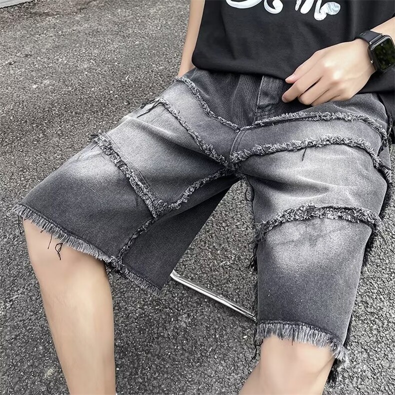 宽松直筒气质青春流行男时尚直脚水洗夏季五分裤牛仔裤2113P38,男装牛仔裤,星座410-2