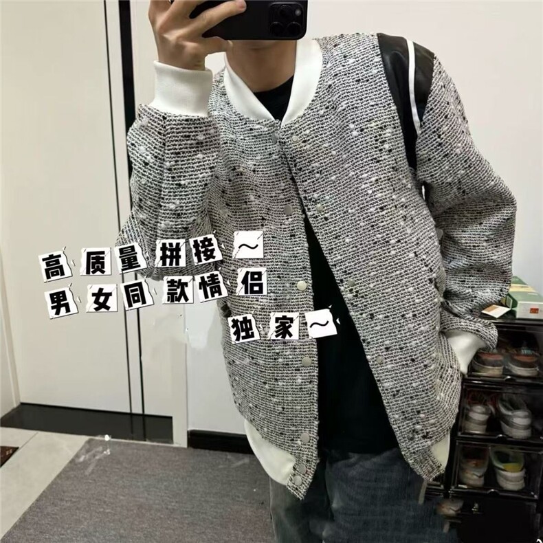 春秋季美式复古拼接棒球男女宽松夹克休闲简约男潮外套毛呢MJK700,男装夹克,星座208-5