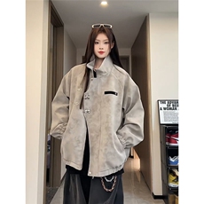 扎染美式飞行夹克皮衣男高级感外套立领飞机扣棒球服L960366-P75，男装夹克，星座1008