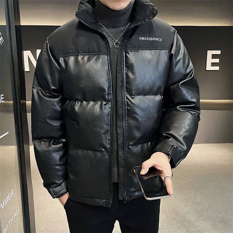 皮棉衣男立领冬季加厚棉服拼接棉袄潮流外套字母A266-P01-P80,男装棉衣,电商A266