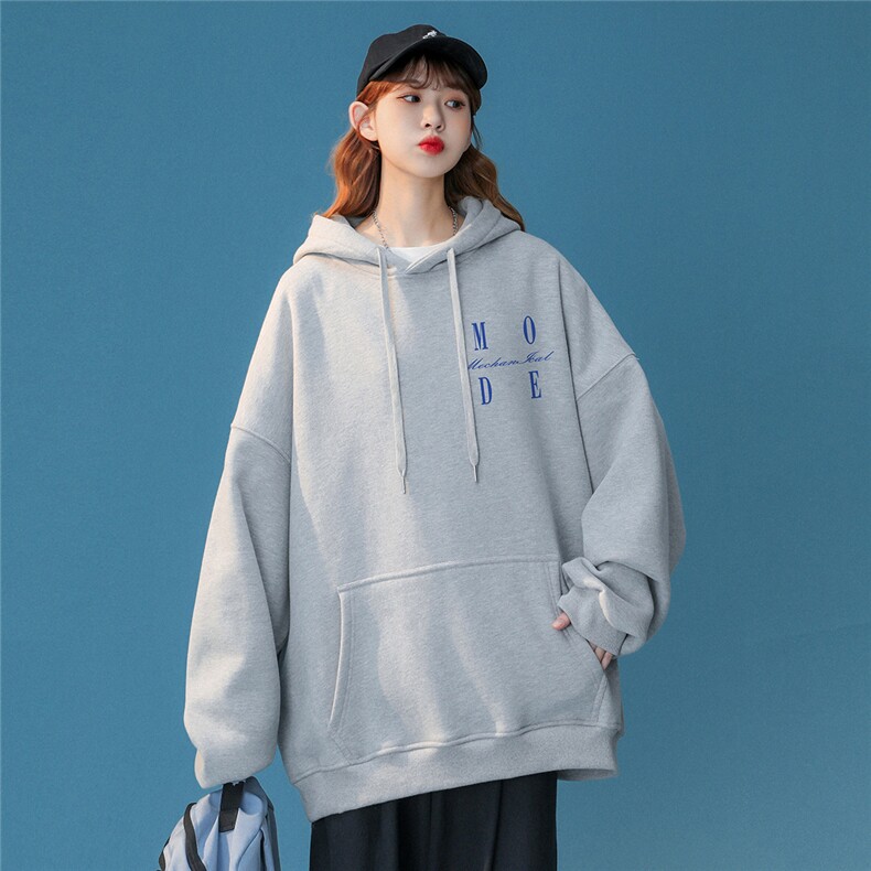 中性风2026秋季新款简约印花连帽卫衣外套W266-P35控58,女装短外套,A247A