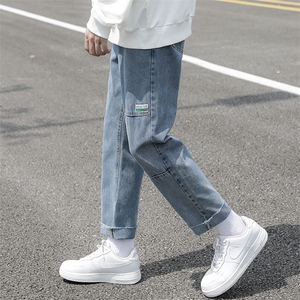 秋季牛仔裤男士九分直筒宽松休闲长裤子男韩版潮流阔腿1115,男装牛仔裤,电商A318