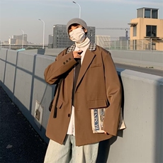 西服外套男韩版潮流拼色口袋高街帅新款ins西装X335-P58，男装西服，星座910-1