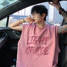 ！2025夏季新款男士麂皮绒背心情侣潮流无袖T恤TLBX17特P18，男装T恤，电商B220