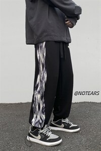 2023春新款港风元素拼接抽绳束脚休闲运动裤KZ02-P55控79，男装休闲裤，星座914-3