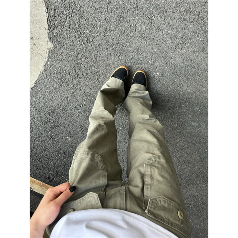【网图有货】灰绿色工装裤欧美vibe裤子美式伐木裤GZK18LL-特P60图片