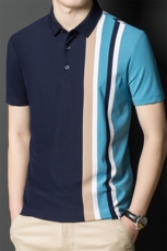 Y4190钱塘2020-2夏季男士条纹翻领短袖T恤精品主推P68，男装T恤，钱塘207-2