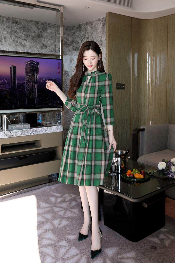 现货，春季新款，格子连衣裙，女装连衣裙，金典明美