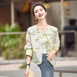 新中式短外套女2025夏季复古刺绣欧根纱薄款防晒衣外搭上衣图片