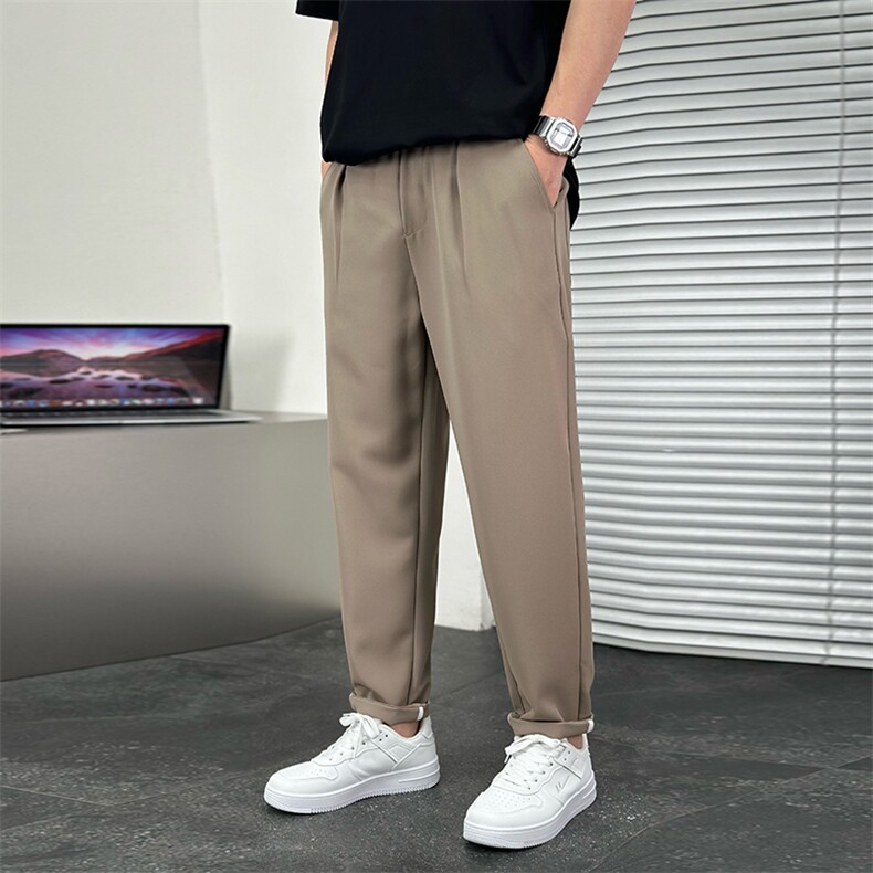 男垂感顺滑西裤直筒纯色休闲裤长裤A329-K50-P55,男装休闲裤,电商A329