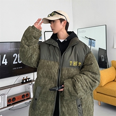 2025港风棉衣棉服迷彩灯芯绒拼接面包服立领棉袄外套1615-P80，男装棉衣，星座207
