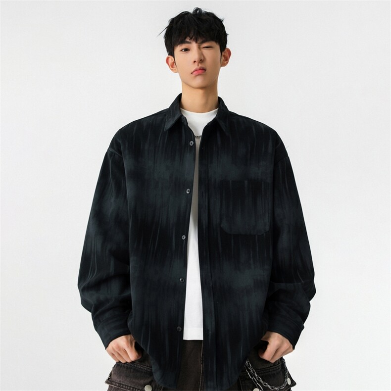 美式渐变扎染长袖衬衫外套春季宽松休闲翻领夹克A406C6026特P58,男装夹克,星座309（原A406）