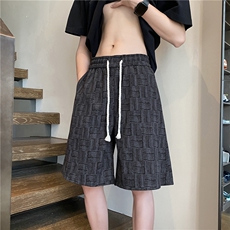 2025夏季新款潮流格纹灯芯绒宽松五分裤B315-K25780-特p25控48，男装休闲裤，电商B315