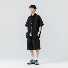 短袖衬衫男新款夏季薄款透气搭配套装短裤宽松翻领衬衣TZ068-P90，男装衬衫，星座308B-2