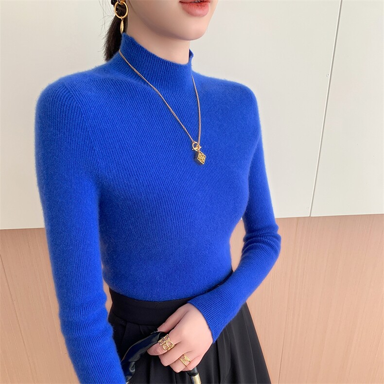 一线成衣抽条半高领女士修身显瘦,女装羊毛衫,暖珍羊绒