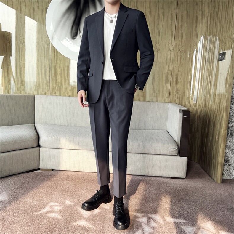 痞帅休闲潮流宽松轻熟风学院风西服套装男士网红外套秋冬款，男装西服套装，星座505-2（原电商A260-1)