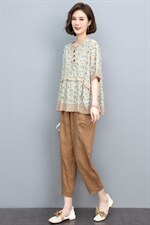 2024新款舒适透气亚麻裤女宽松显瘦九分裤夏季薄款休闲裤，女装休闲裤，悦见她