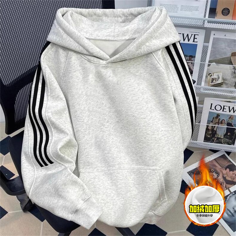 480G重磅加绒硬挺boxy男女秋冬美式高街结构三条杠织带卫衣厚外套，女装短外套，电商A486-1