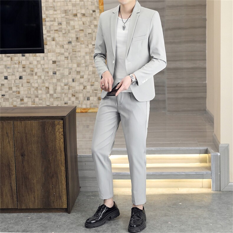 秋冬韩版修身西装套装两件套男士休闲轻熟风男装小西服痞帅外套潮，男装西服，星座505-2（原电商A260-1)