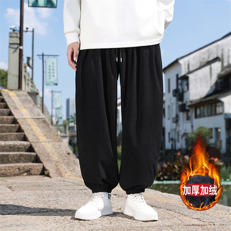 风冬季新款灯芯绒长裤子男束脚裤日系复古大码休闲裤K28-P45,男装休闲裤,星座225-1