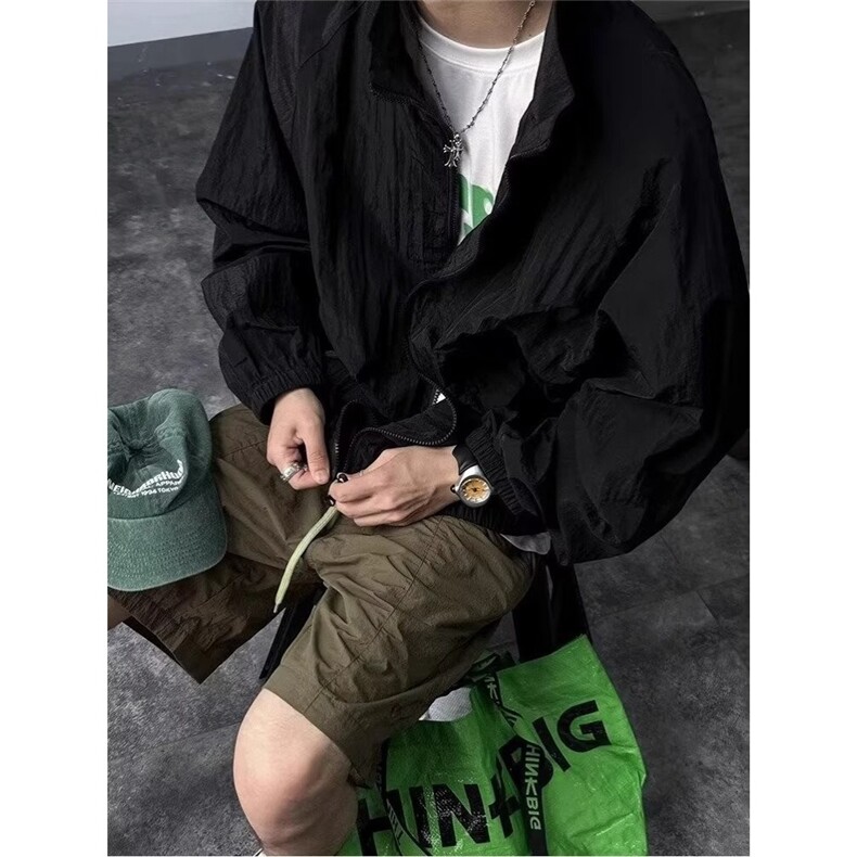 简约短款立领防晒衣外套男夏季薄款冰丝速干防晒服高级感运动夹克,男装防晒衣,星座1210-1