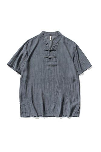 平铺 大码风棉麻亚麻短袖盘扣衬衫唐装薄款汉服透气 F18/P50图片
