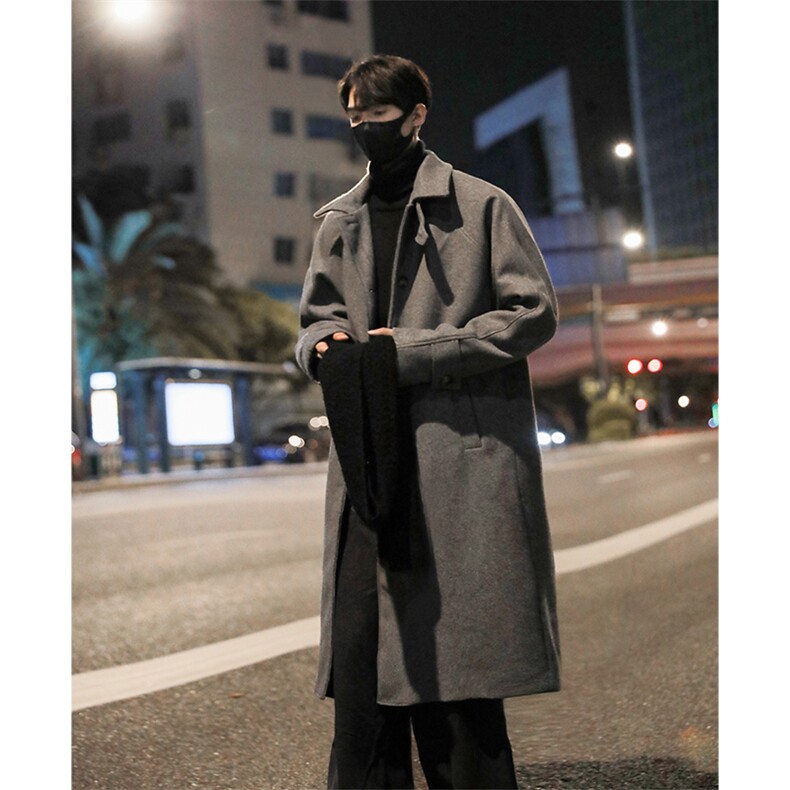 秋冬男士毛呢大衣高级感韩版风衣男长款过膝呢大衣外套YF901-P128图片
