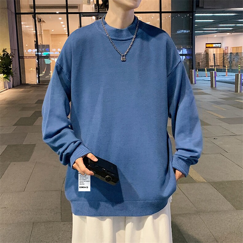 M18045-P45 加绒款-P65半高领毛衣男士大码针织衫男毛线衣男图片