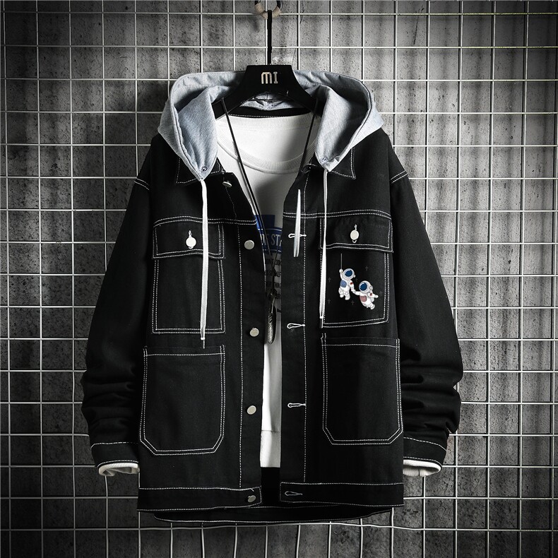 JK661-p80 M-5X砖墙ins牛仔夹克绣花破洞大码男日系CITYBOY图片