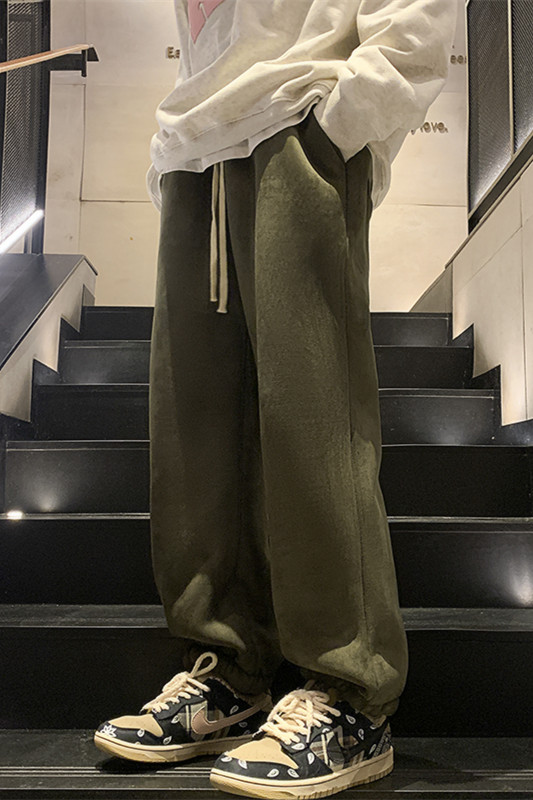 冬季麂皮绒羊羔毛束脚长裤M~5XLXZ604-KP87-P65控78,男装休闲裤,星座604