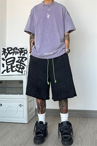 美式高街短裤男潮款水洗毛边宽松五分裤夏A061-YJ6894-P45-限58图片